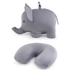 Elephant Zip & Flip Travel Pillow