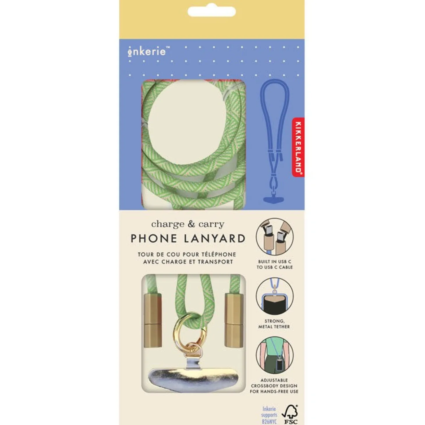 Inkerie Charge & Carry Phone Lanyard Blue