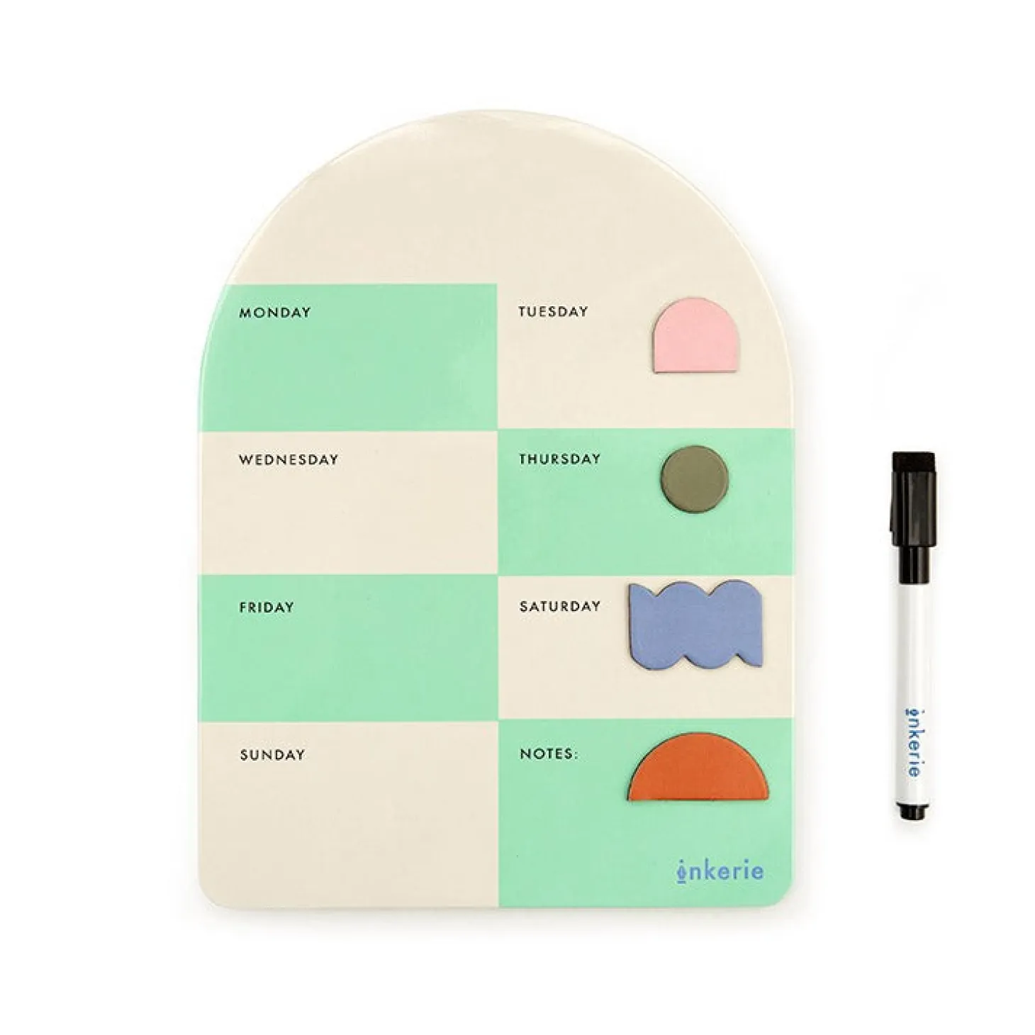 Inkerie Magnetic Dry Erase Weekly Memo Board
