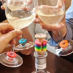Rainbow Wine Rings and Stopper