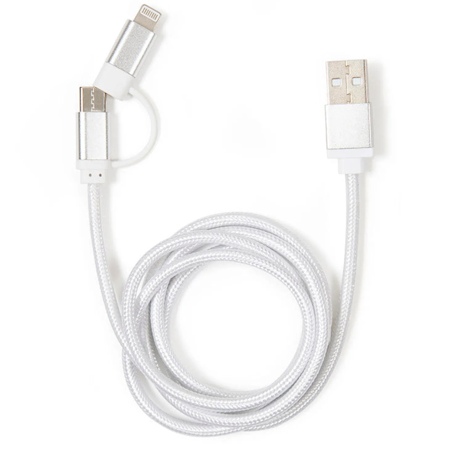 Silver 2-in-1 Braided Cable