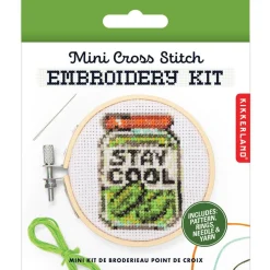 Stay Cool Pickle Mini Cross Stitch Embroidery