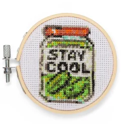 Stay Cool Pickle Mini Cross Stitch Embroidery