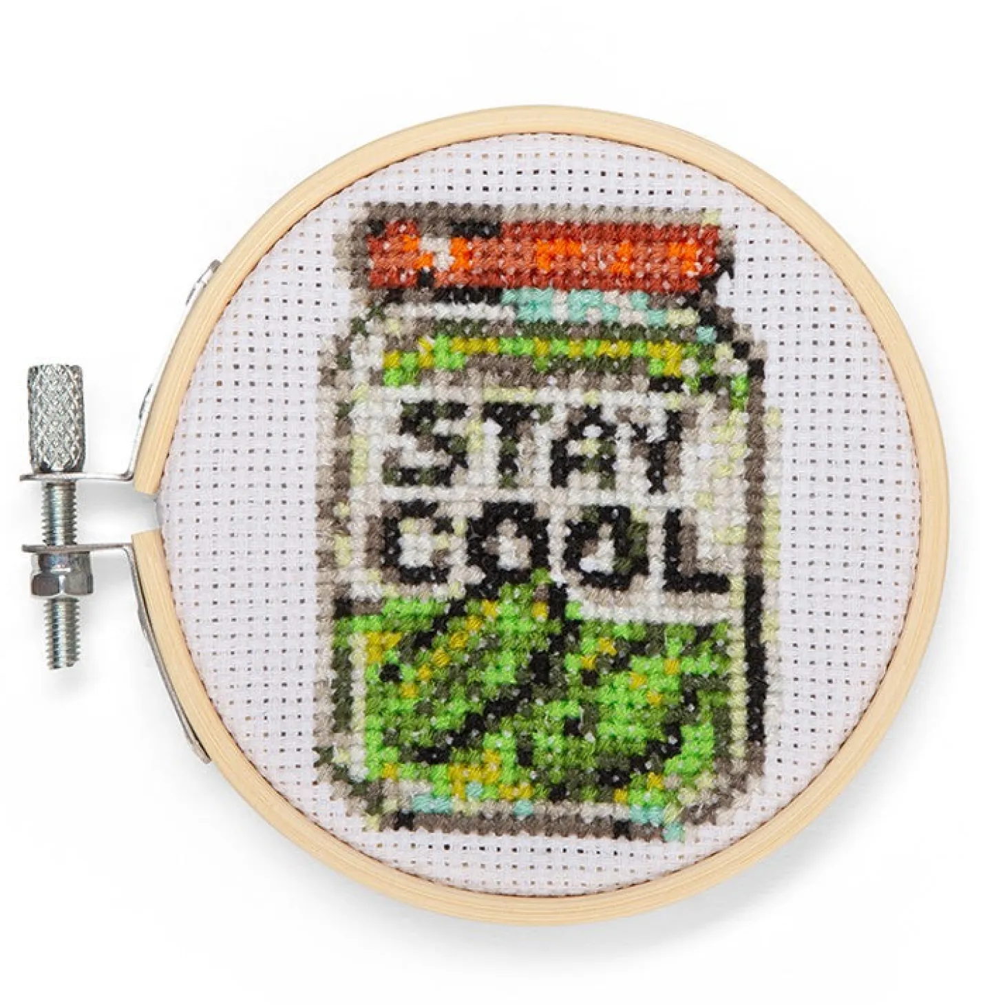 Stay Cool Pickle Mini Cross Stitch Embroidery
