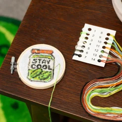 Stay Cool Pickle Mini Cross Stitch Embroidery
