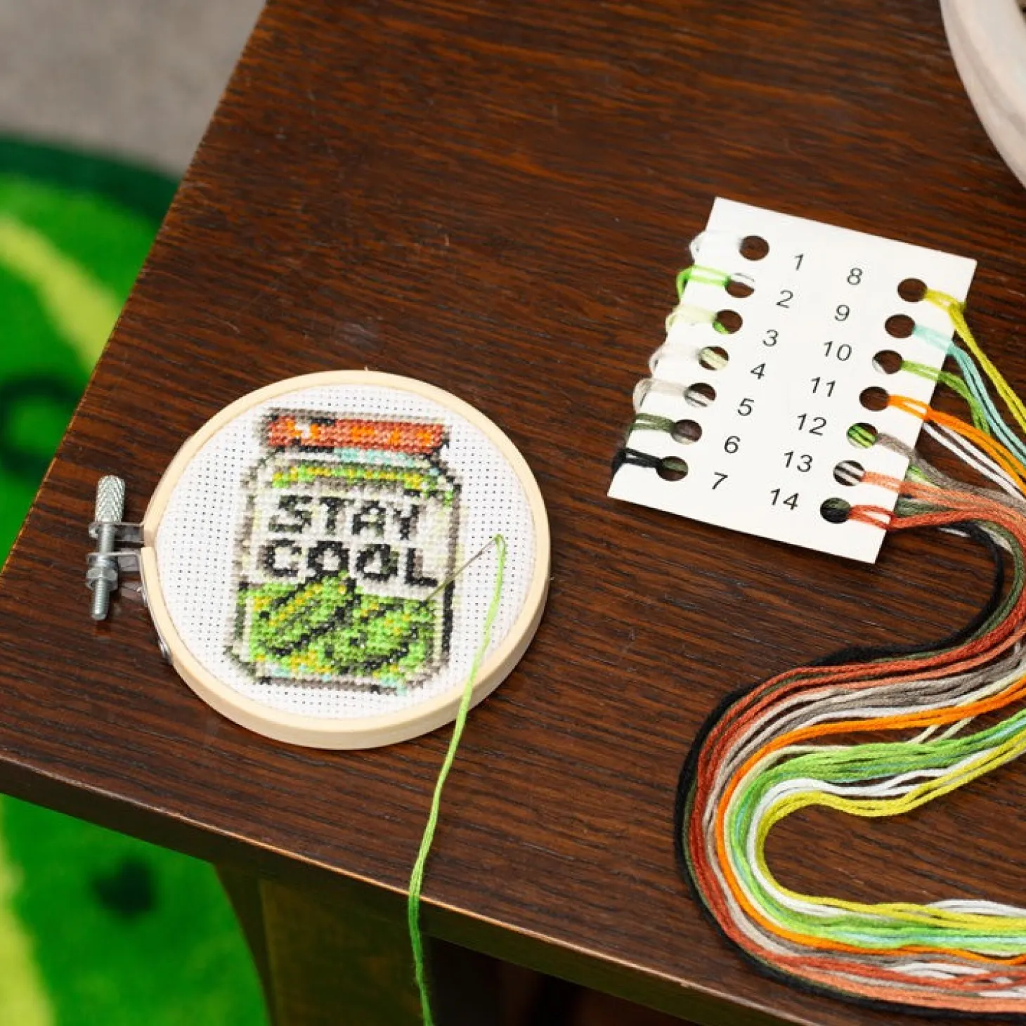 Stay Cool Pickle Mini Cross Stitch Embroidery