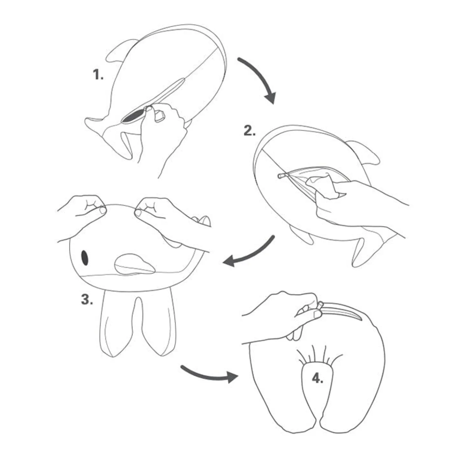Whale Zip & Flip Travel Pillow